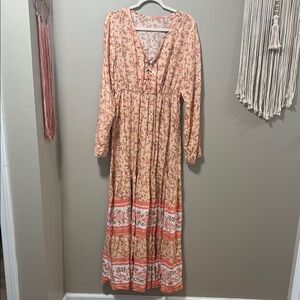 Floral Peach Maxi Dress